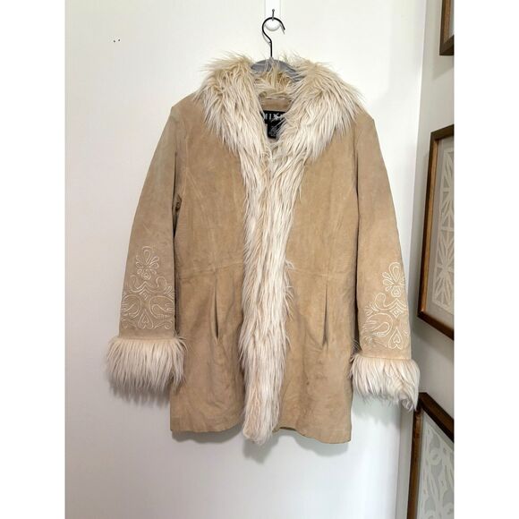 Mixit Jackets & Blazers - Mixit Suede Leather Faux Fur Coat Western Boho Y2K Vintage Jacket Petite L